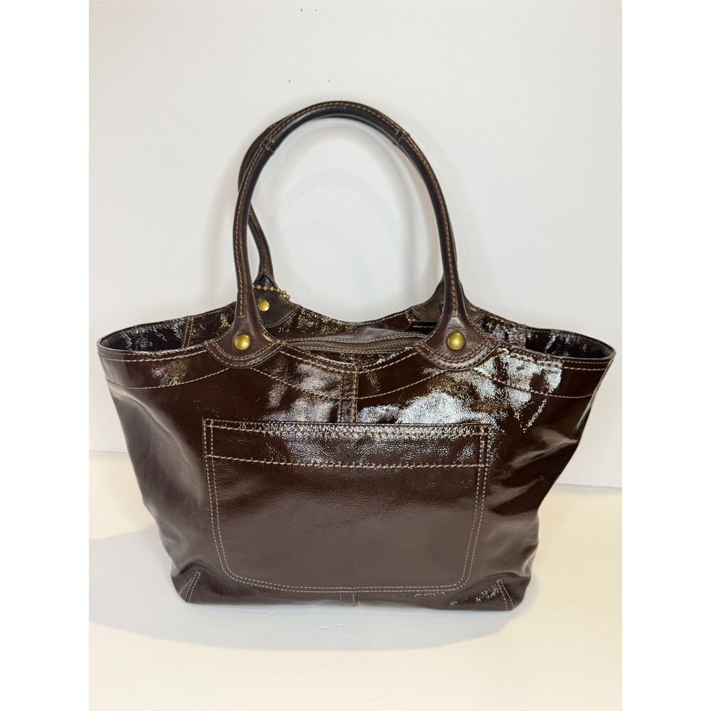 Coach Bleeker 12362 Dark Brown Patent Leather Shoulder Bag Tote Y2K Large - Picture 4 of 11